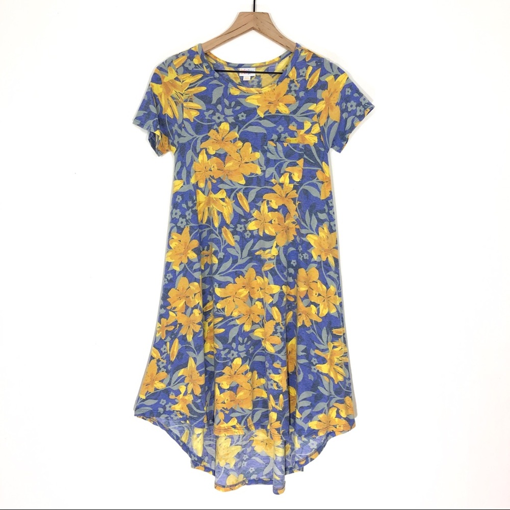 🍩 LuLaRoe Blue Orange Floral Carly Swing Dress
